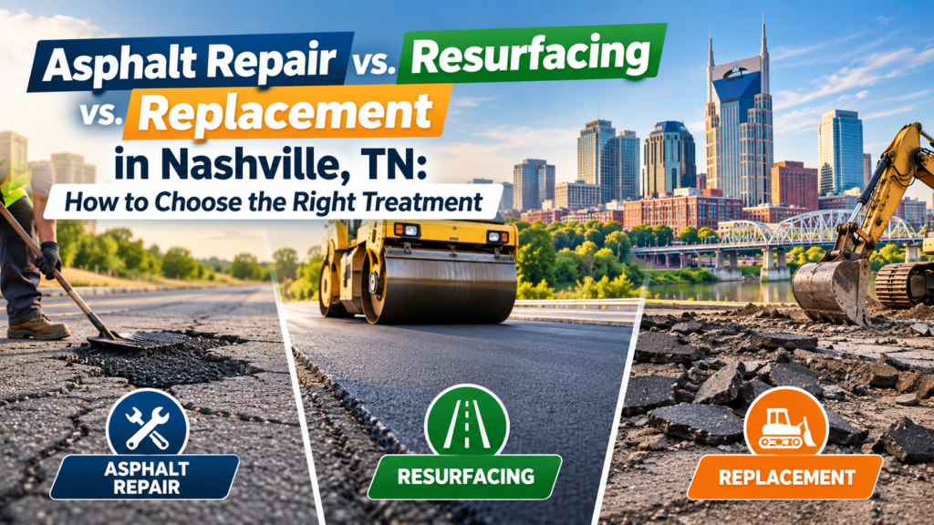 Asphalt Repair vs. Resurfacing vs. Replacement in Nashville, TN: How to Choose the Right Treatment